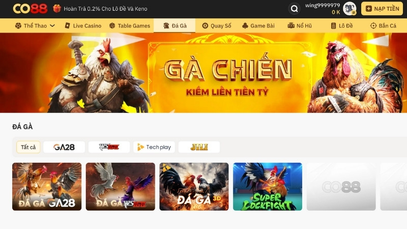 Giới thiệu sảnh đá gà Co88