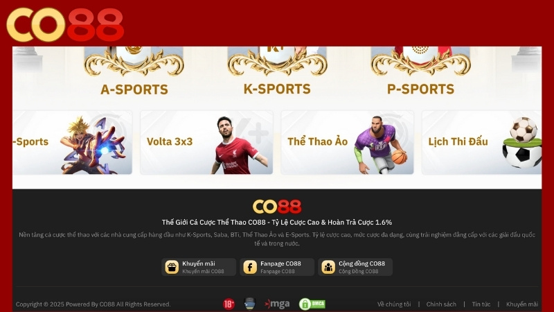 khuyến mãi hoàn trả Co88 tại sảnh thể thao