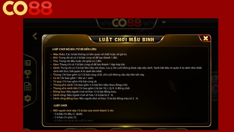 Luật chơi game bài Mậu Binh Co88