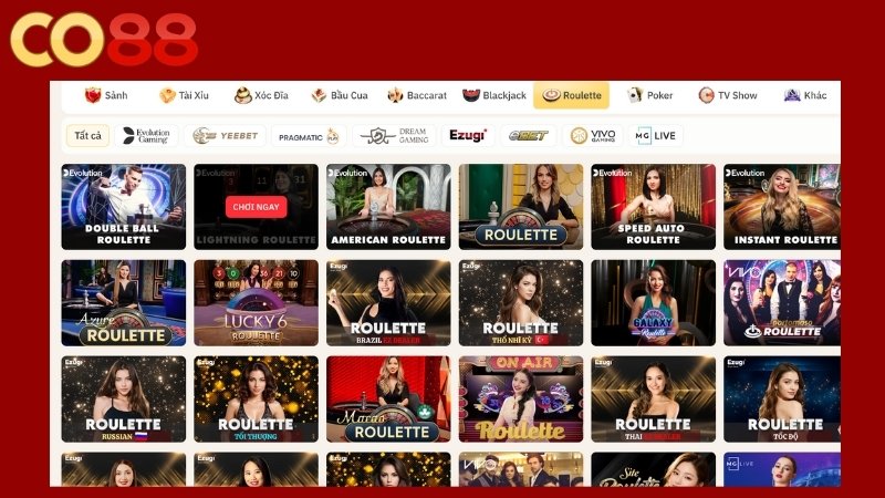 Roulette tại sảnh cược live casino Co88