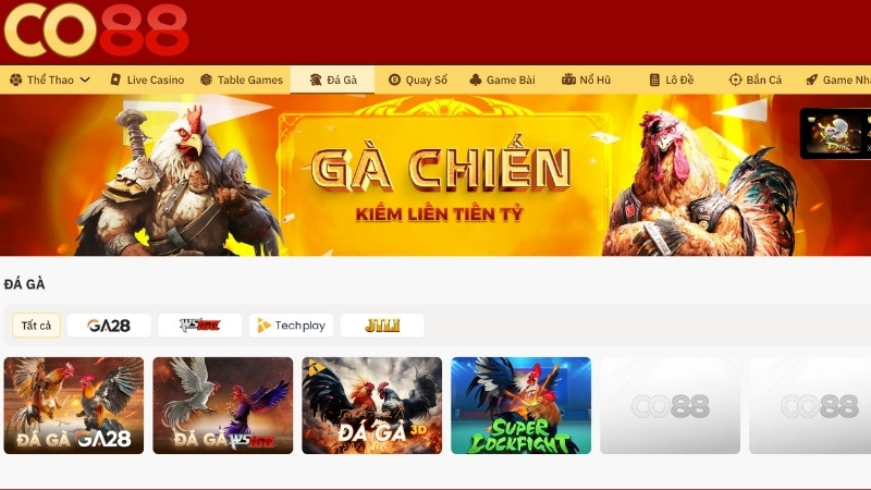 Sảnh đá gà trực tuyến tại nhà cái Co88