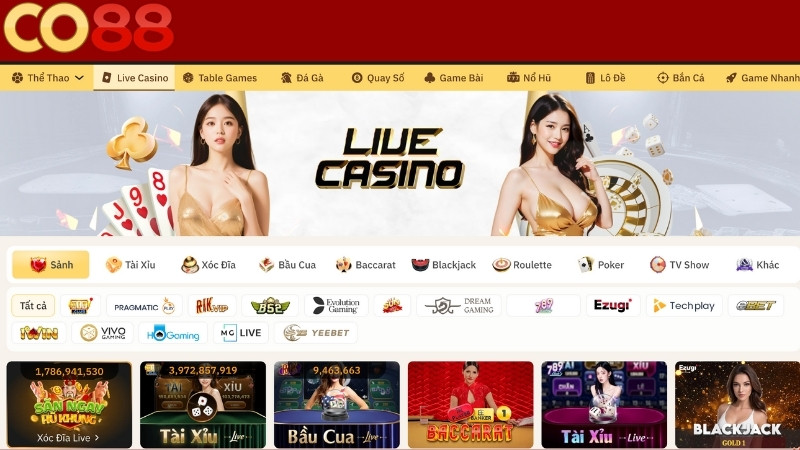 Sảnh live casino tại nhà cái Co88